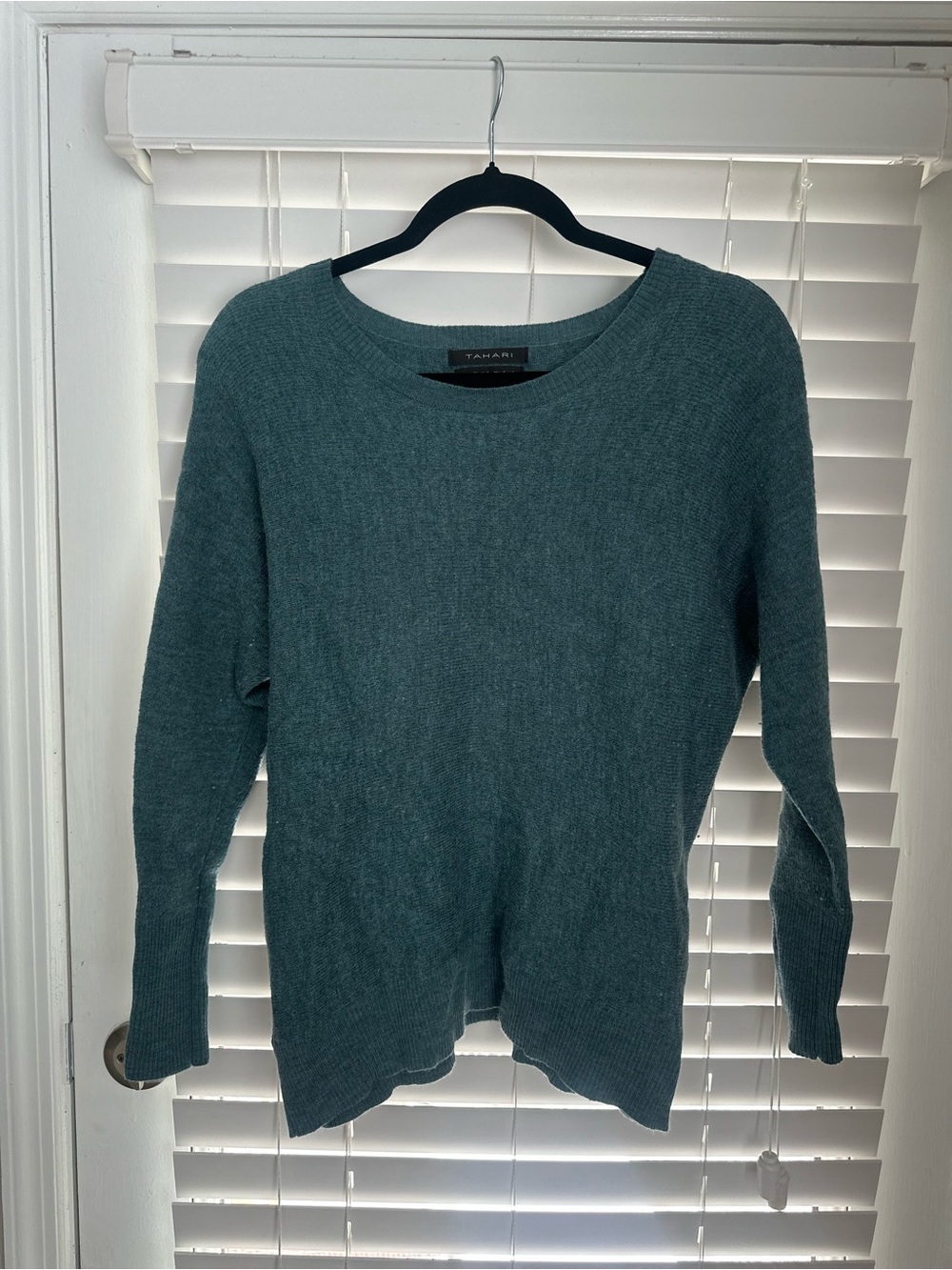 Tahari Women’s 100% Wool Crewneck Sweater in Deep Teal